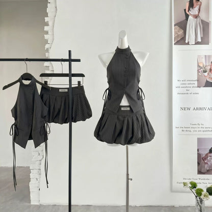 Stripe Top + Skort Two Piece Set (补货中）