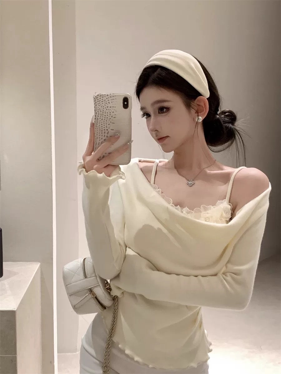 3D Flo Collar Long Sleeve Knitted Top