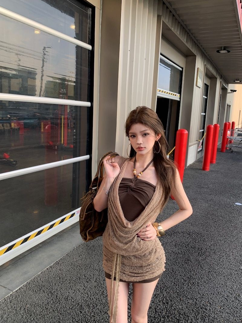 Chocolate Dress + Outerwear Set