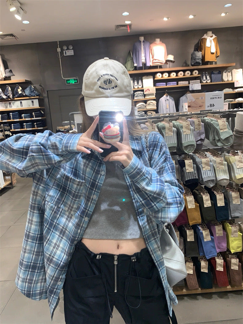 Blue Grid Long Sleeve Shirt