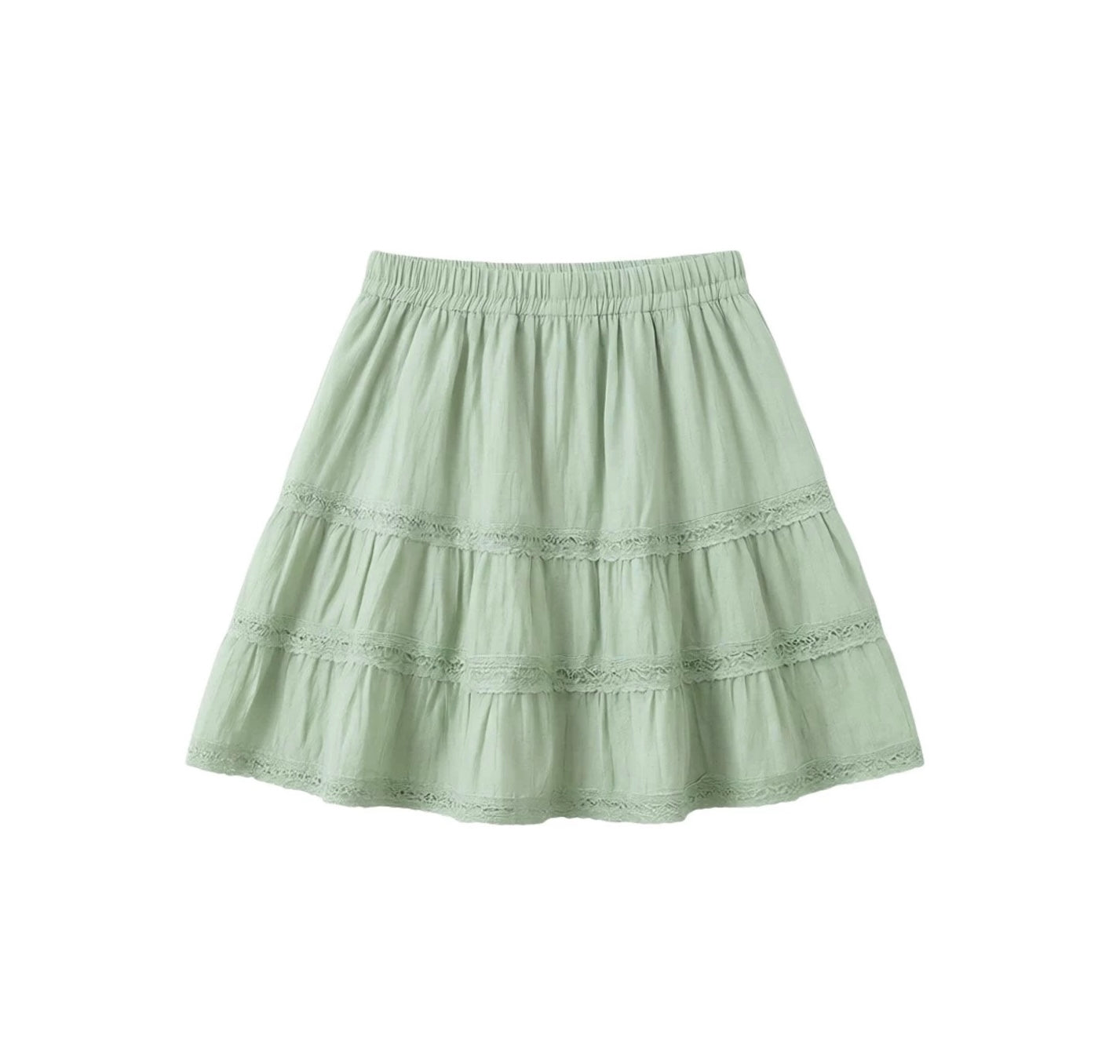White Top + Green Skirt Two Piece Set