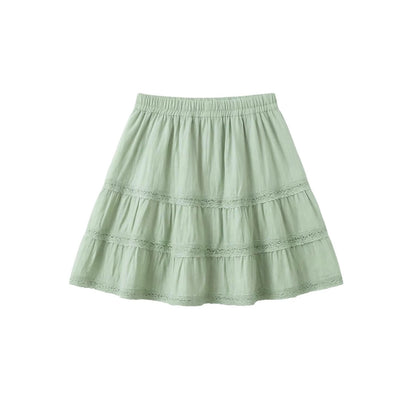 White Top + Green Skirt Two Piece Set