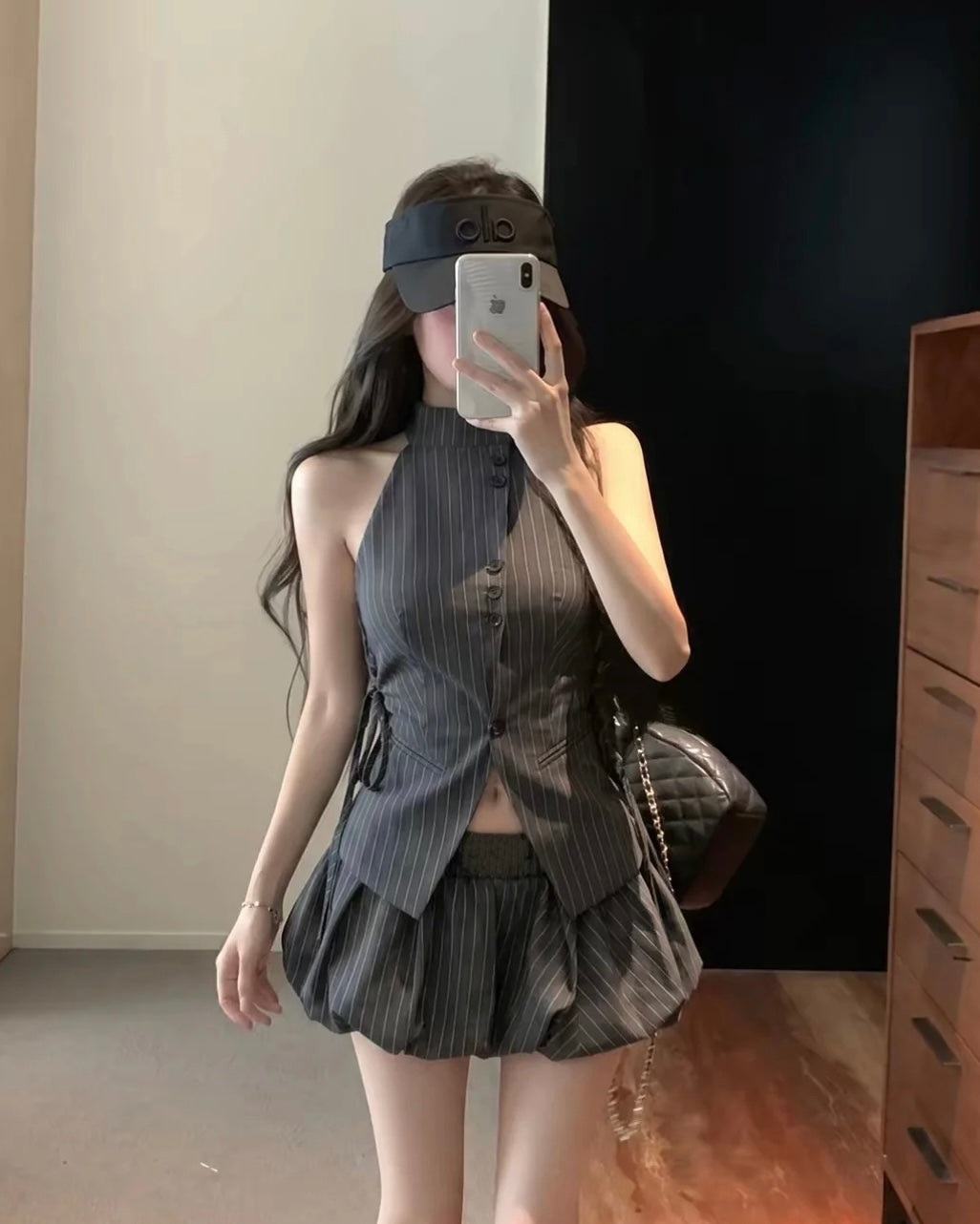 Stripe Top + Skort No Tag Two Piece Set (S, M)