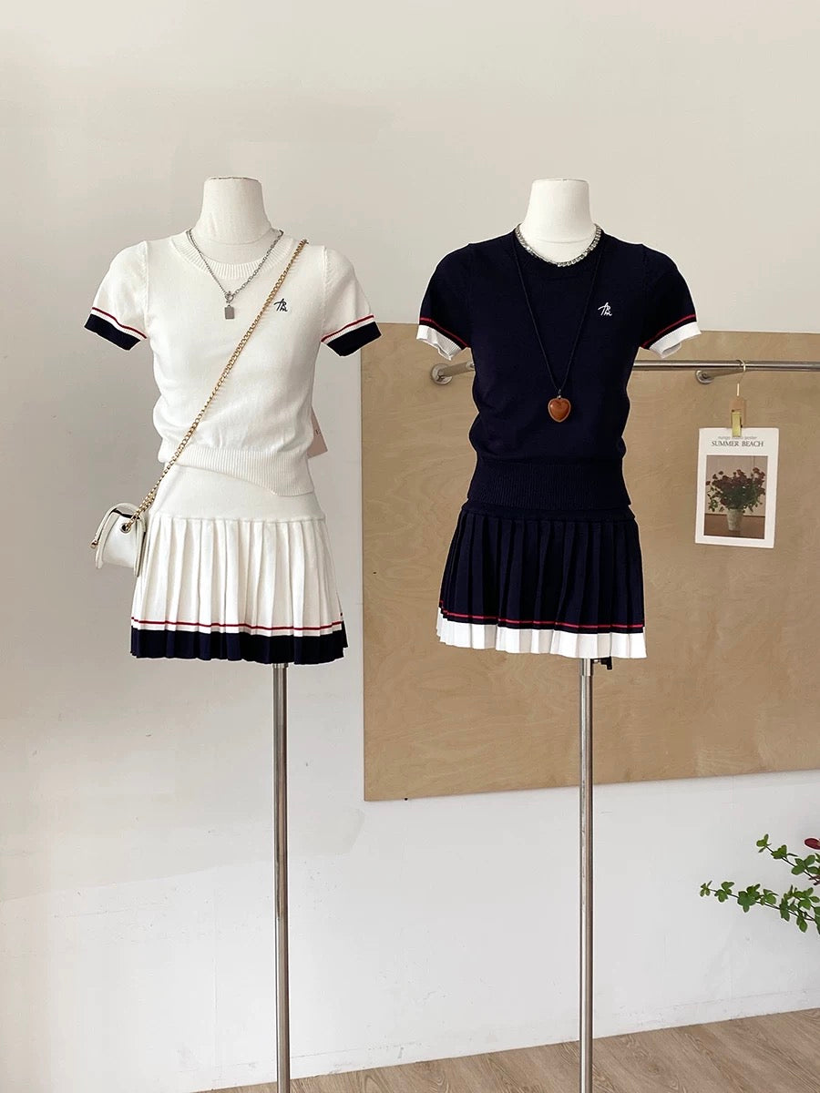 Knitted Top + Skirt Two Pieces Set