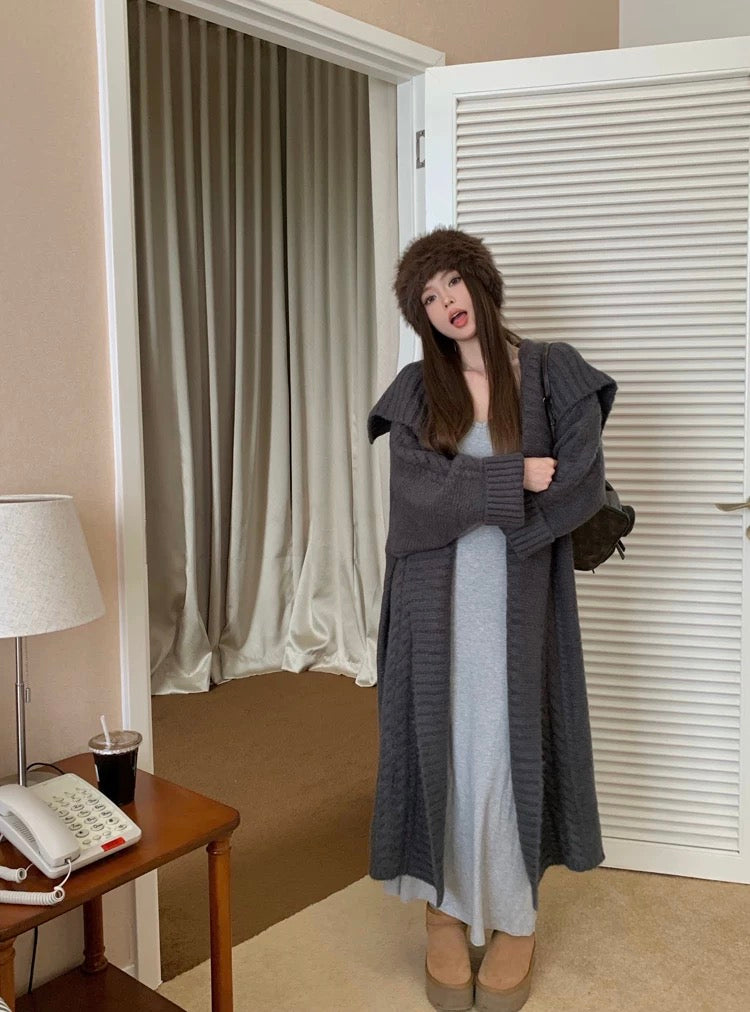 Thick Knitted Long Cardigan