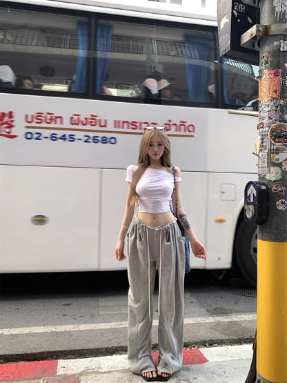 Grey Cotton Long Pants