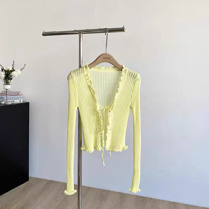 C011 Knitted Cardigan (White,Black,Yellow)