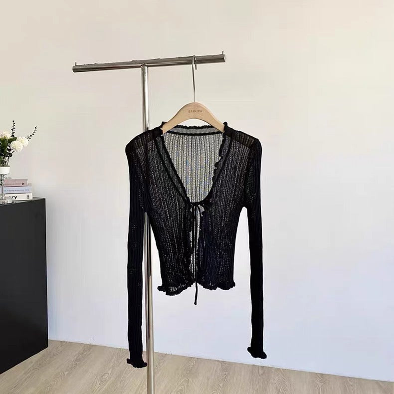 C011 Knitted Cardigan (White,Black,Yellow)