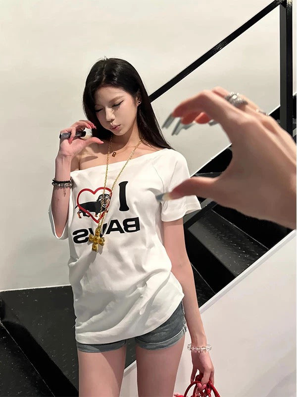 Dachshund Off Side Shoulder Top Tee