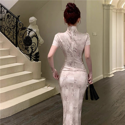 Black Mix Cheongsam CD004 Long Dress