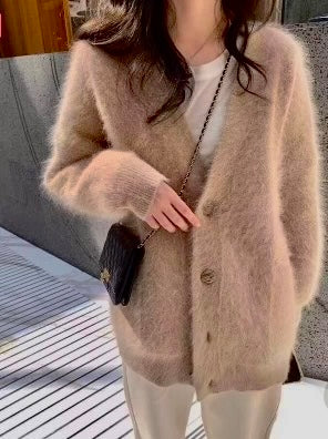 Brown/ Purple/ White Fuzzy Cardigan