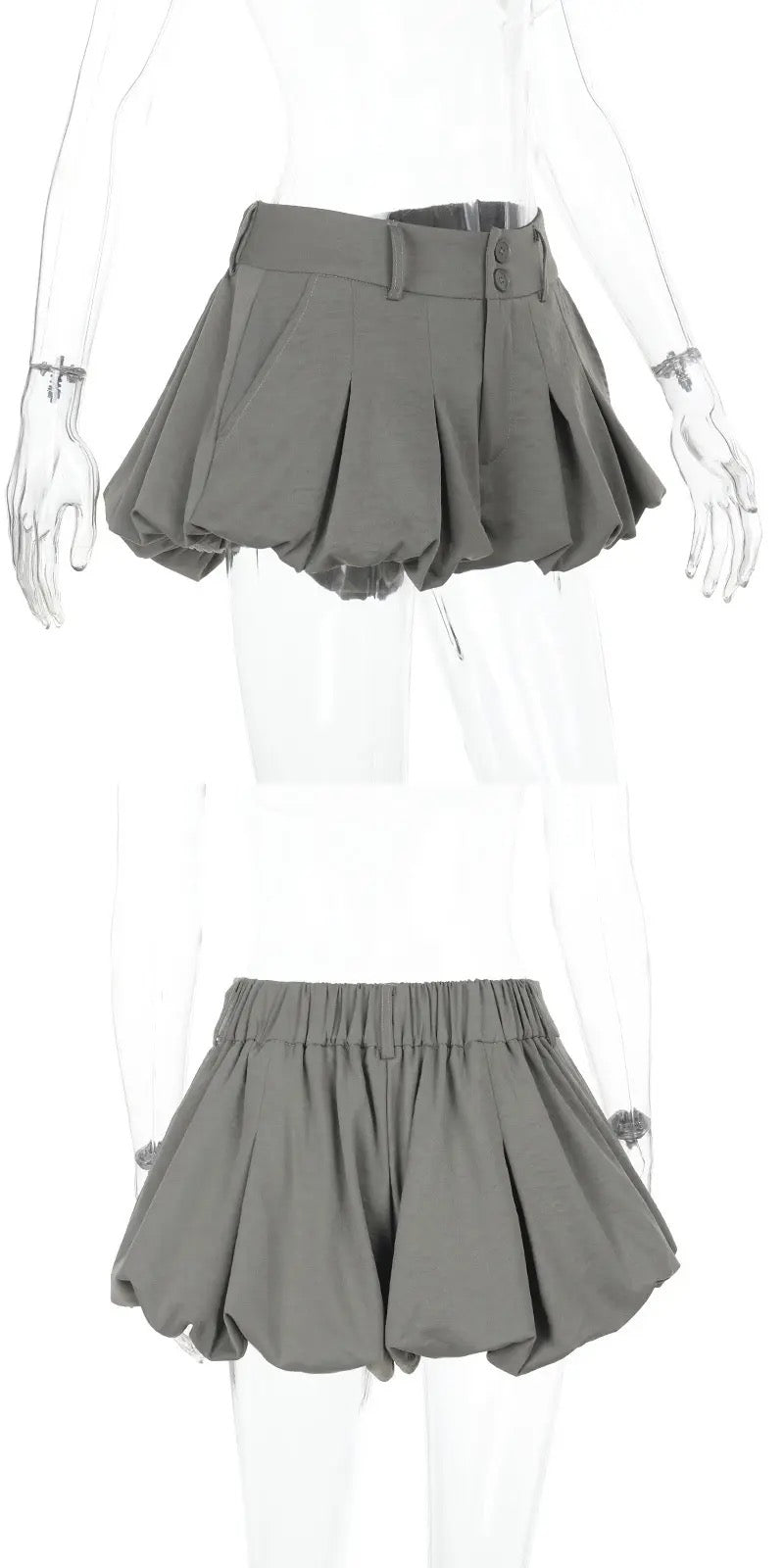 Lantern Middle Waist Mini Short (Brown, Dark Grey)