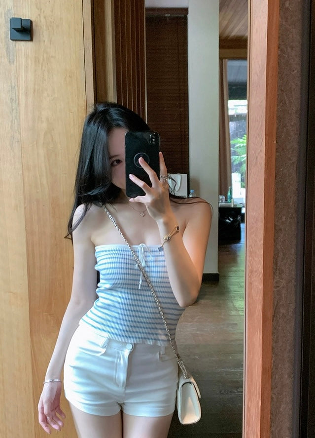 Blue Stripe Tube Top