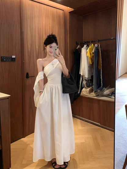 Off Side Shoulder Long Dress