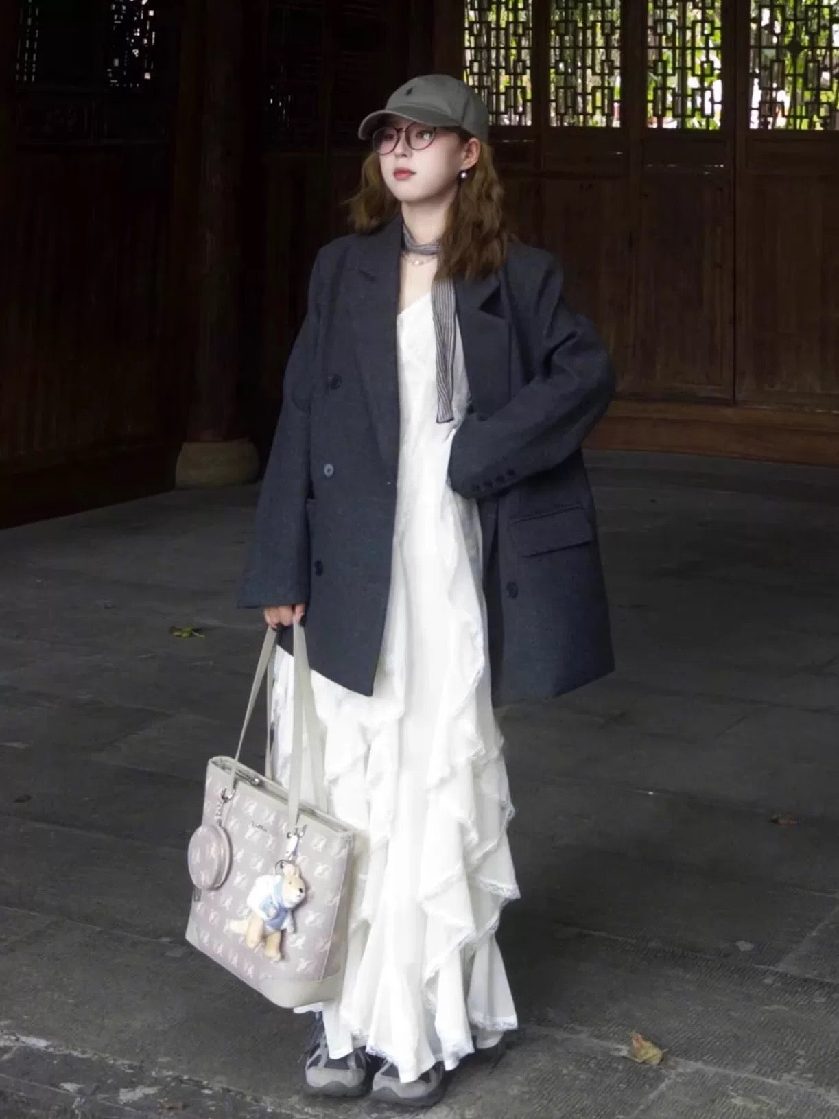 White Ruffles Bottom Strap Dress