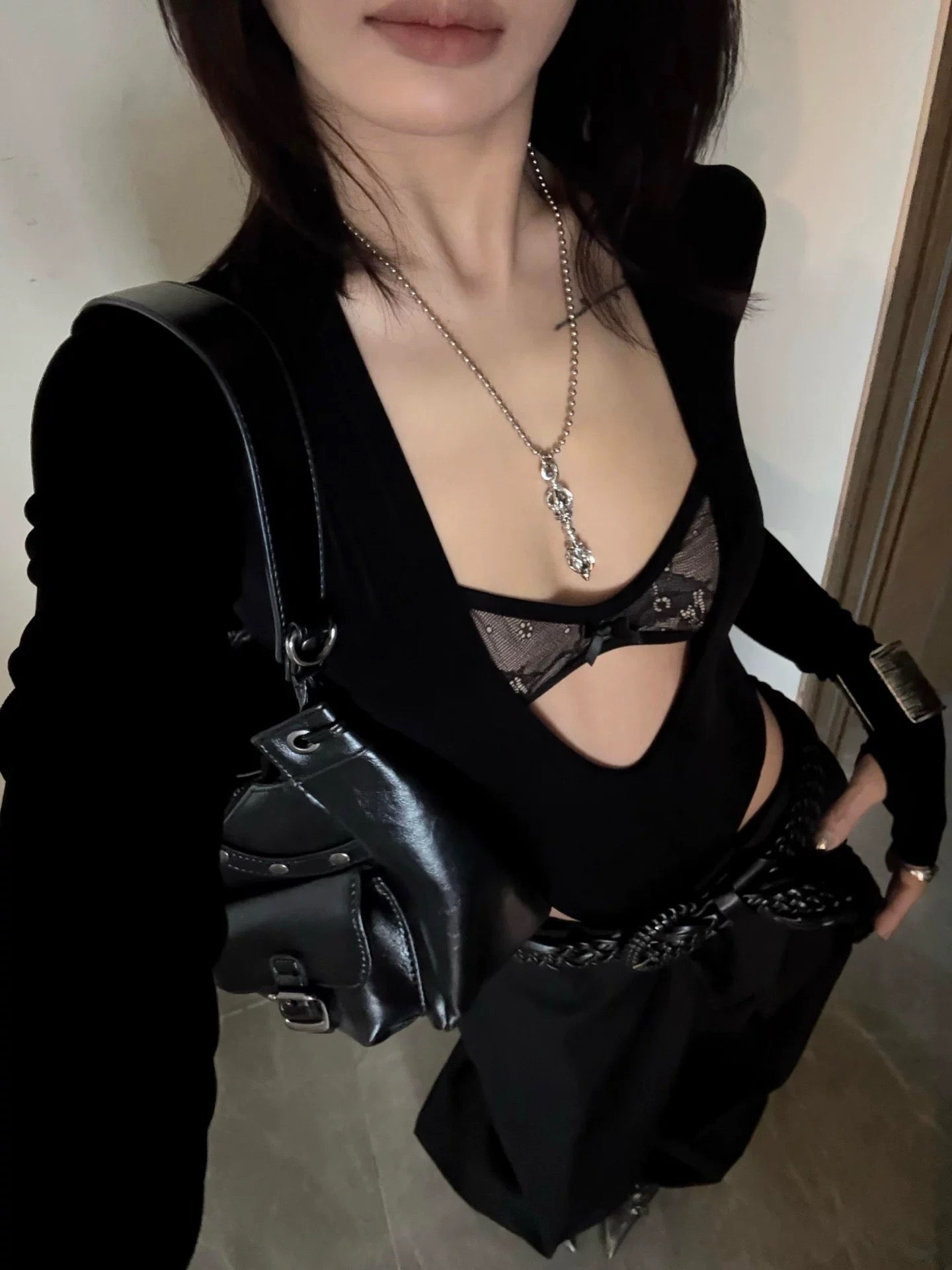 Sexy Mix Laces Long Sleeve Suit