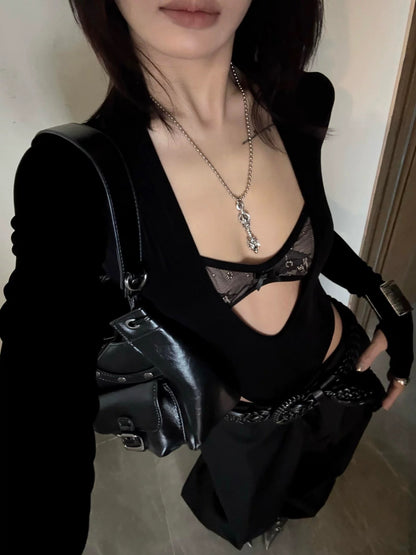 Sexy Mix Laces Long Sleeve Suit