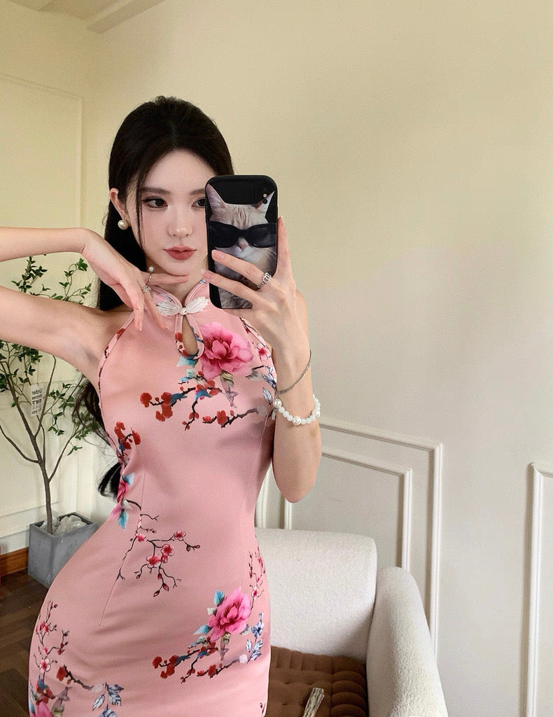 Pink Flo Cheongsam CD017 Dress (S, M, L)