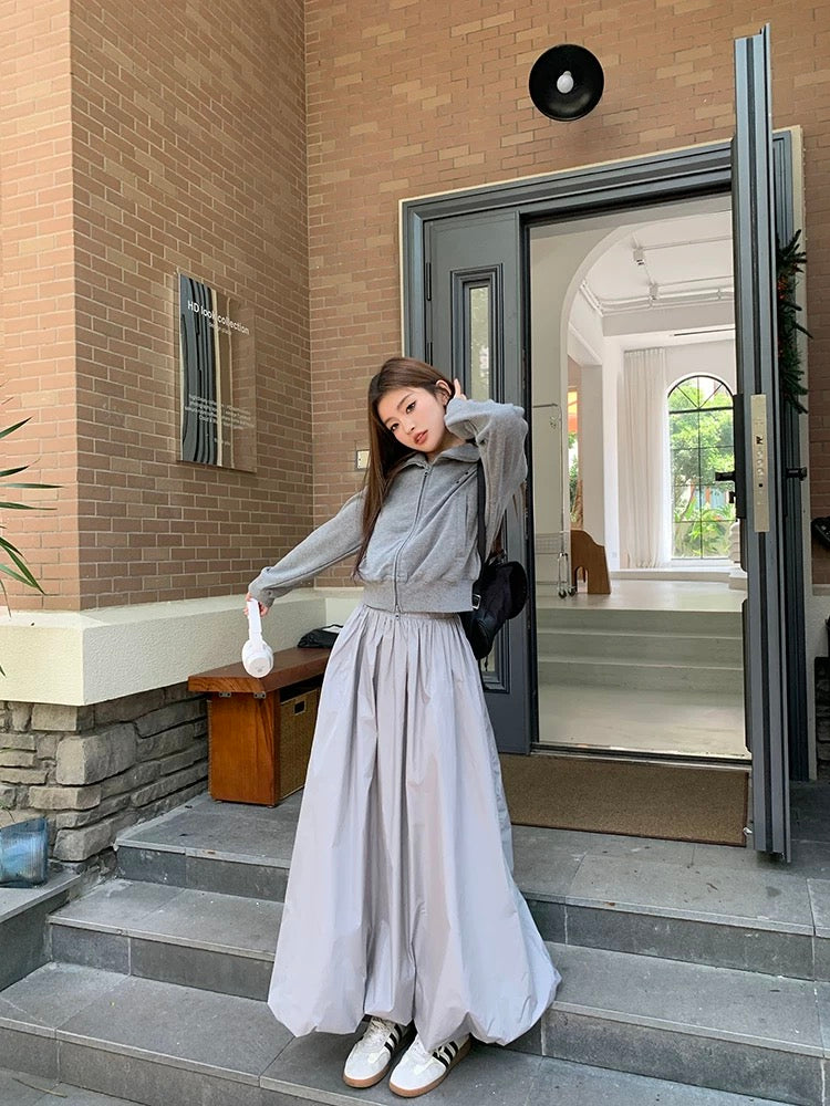 Grey Lantern Long Skirt