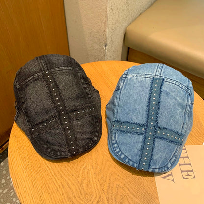 Denim Cross Drawing Hat
