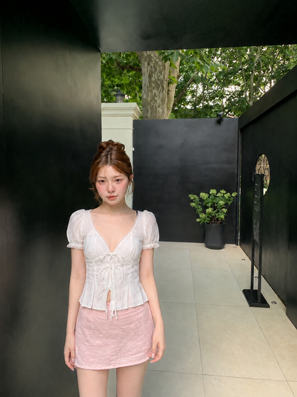 V Collar White Top