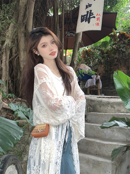 Embroidery Long Cardigan