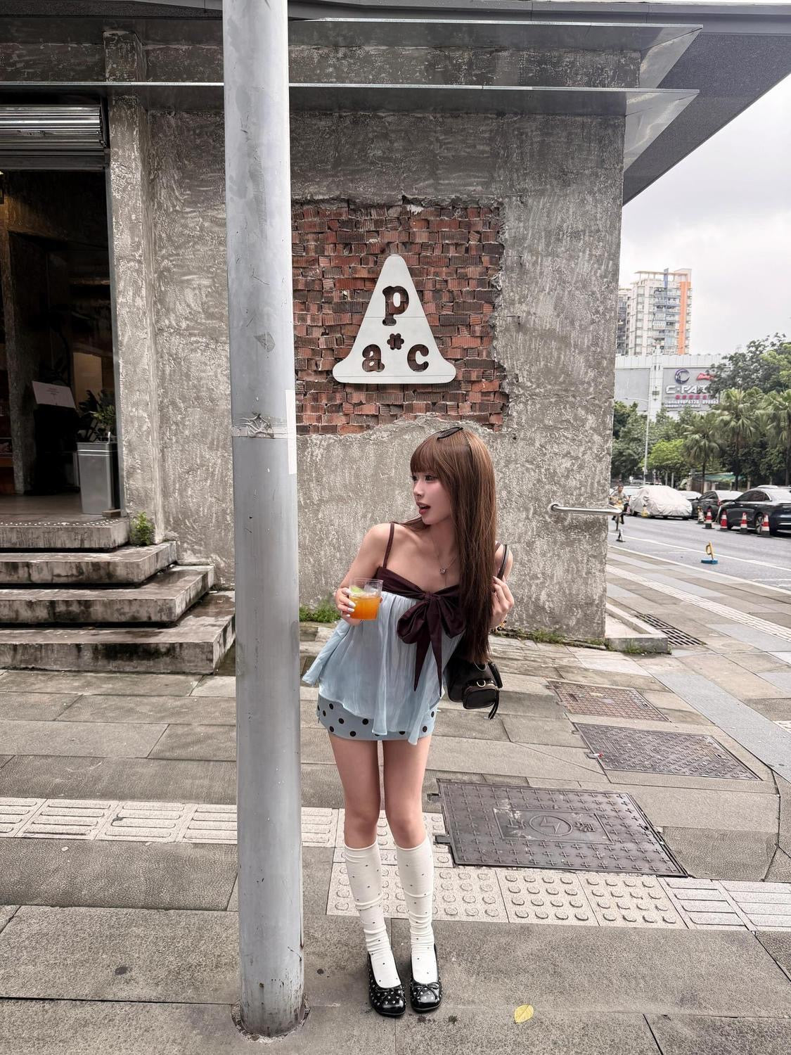 Choco Blue Top + Skort Skirt Set (S, M)