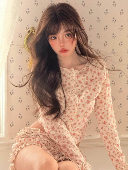 Pink Flo Top + Shorts Two Pieces Set