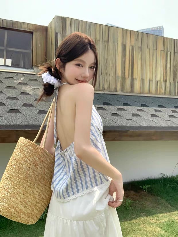 Blue Stripe Strap Top 补货中