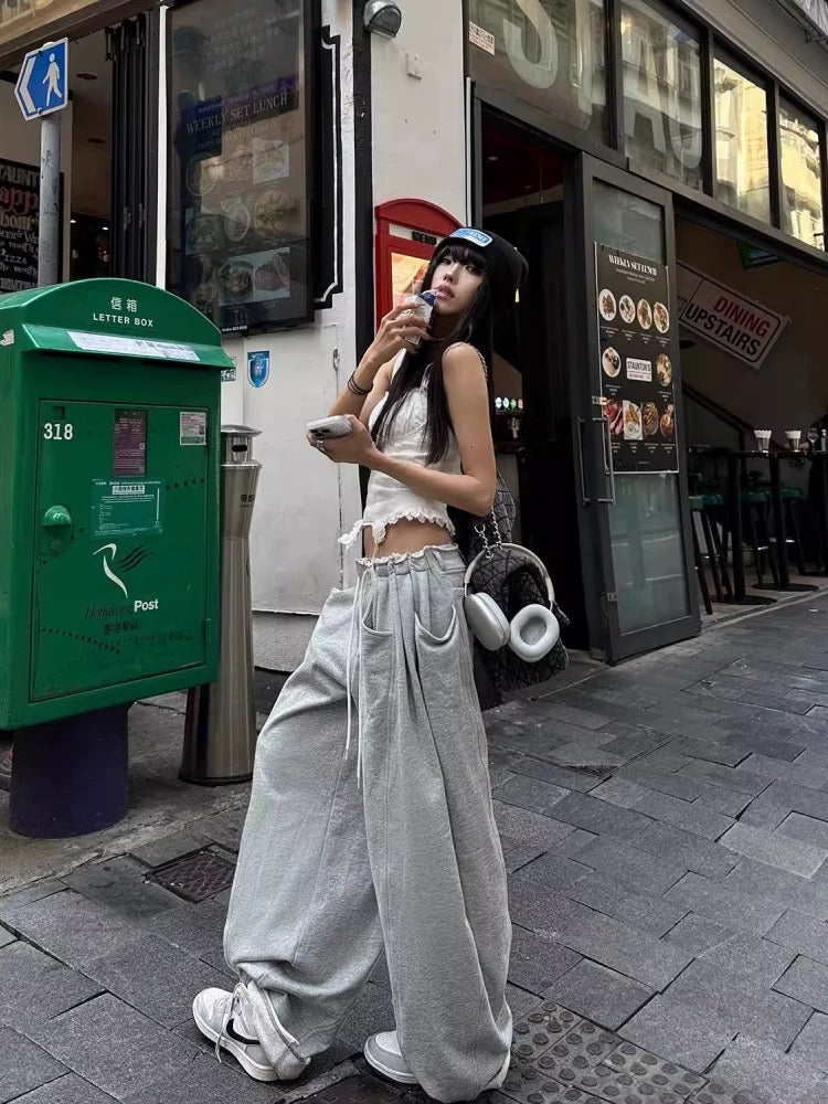 Grey Cotton Long Pants