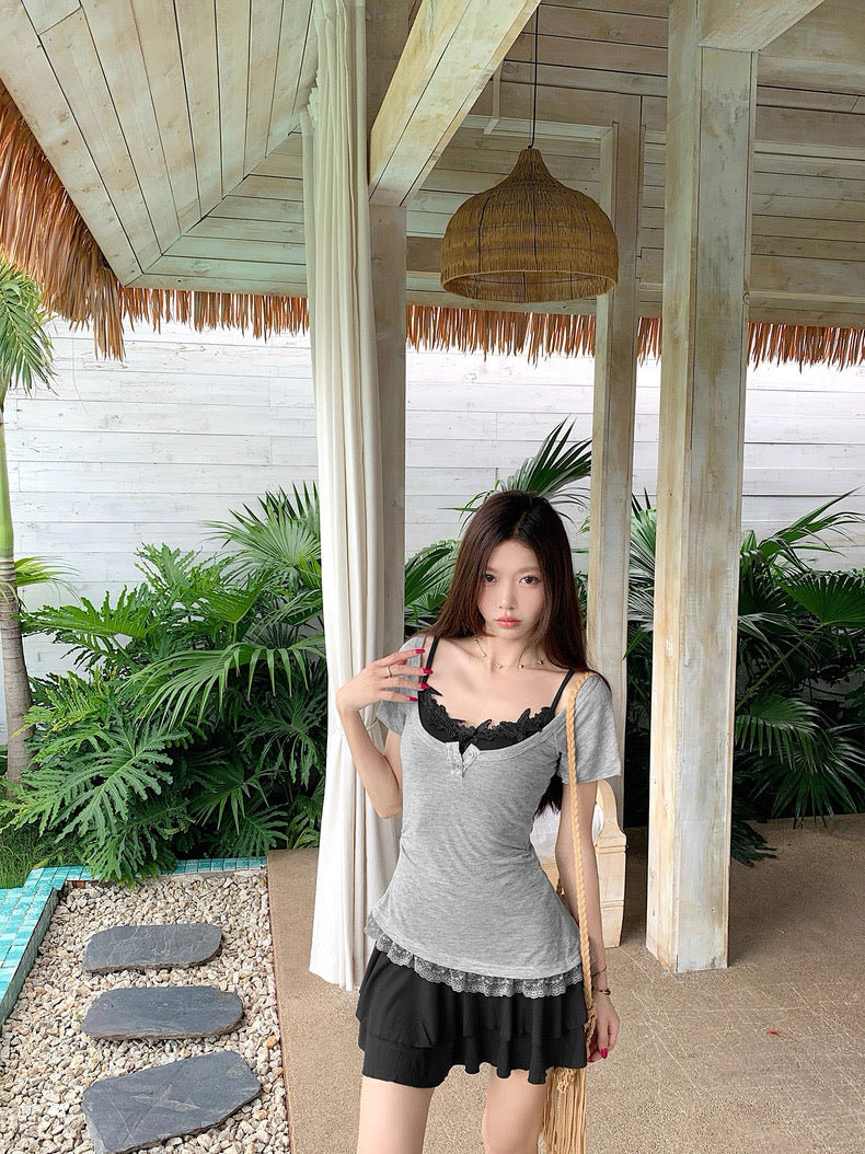 Top + Black Dress Set