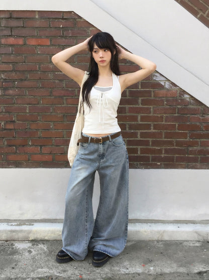 Round Neck Mix Grey Stripe Top
