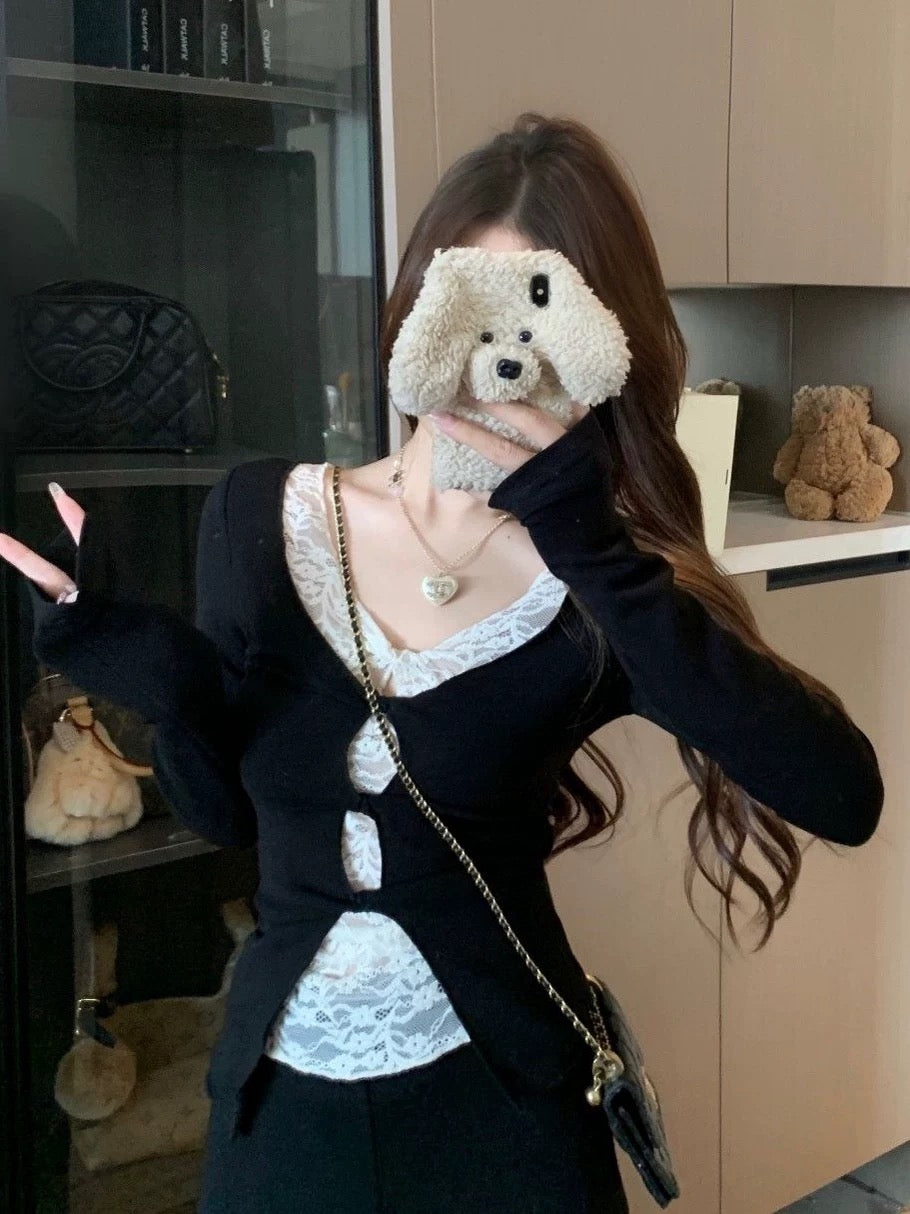 Mix Laces Long Sleeve Top