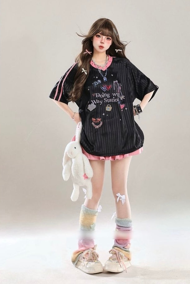 Oversize Well Stripe Ball Top