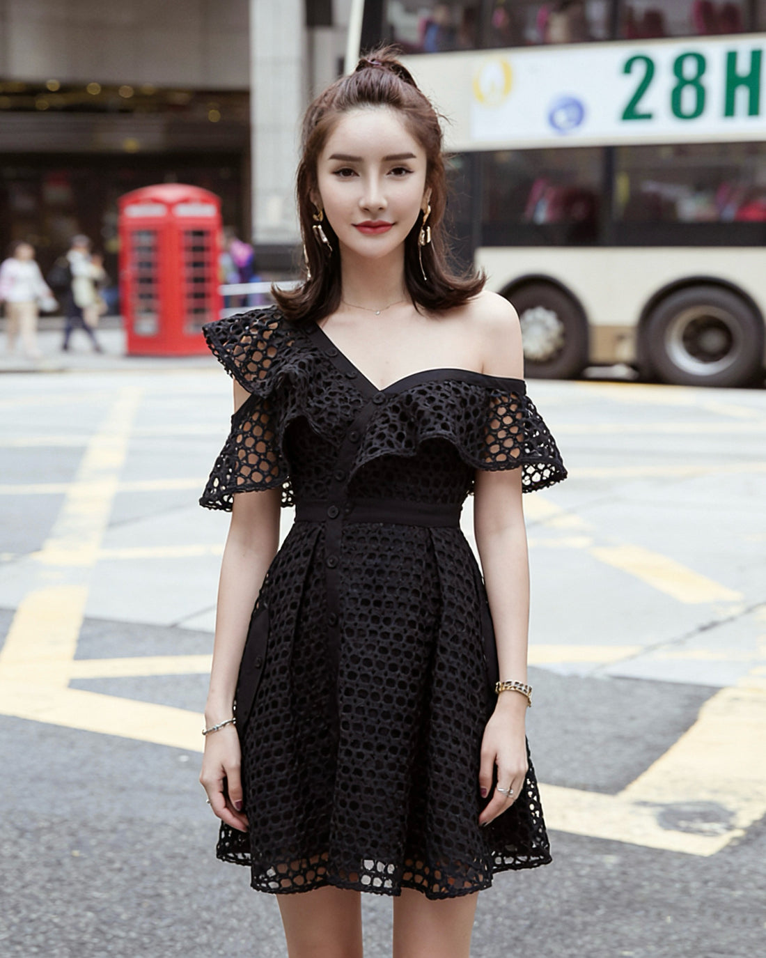 S002 Premium Off Shoulder Dress (Black-S)