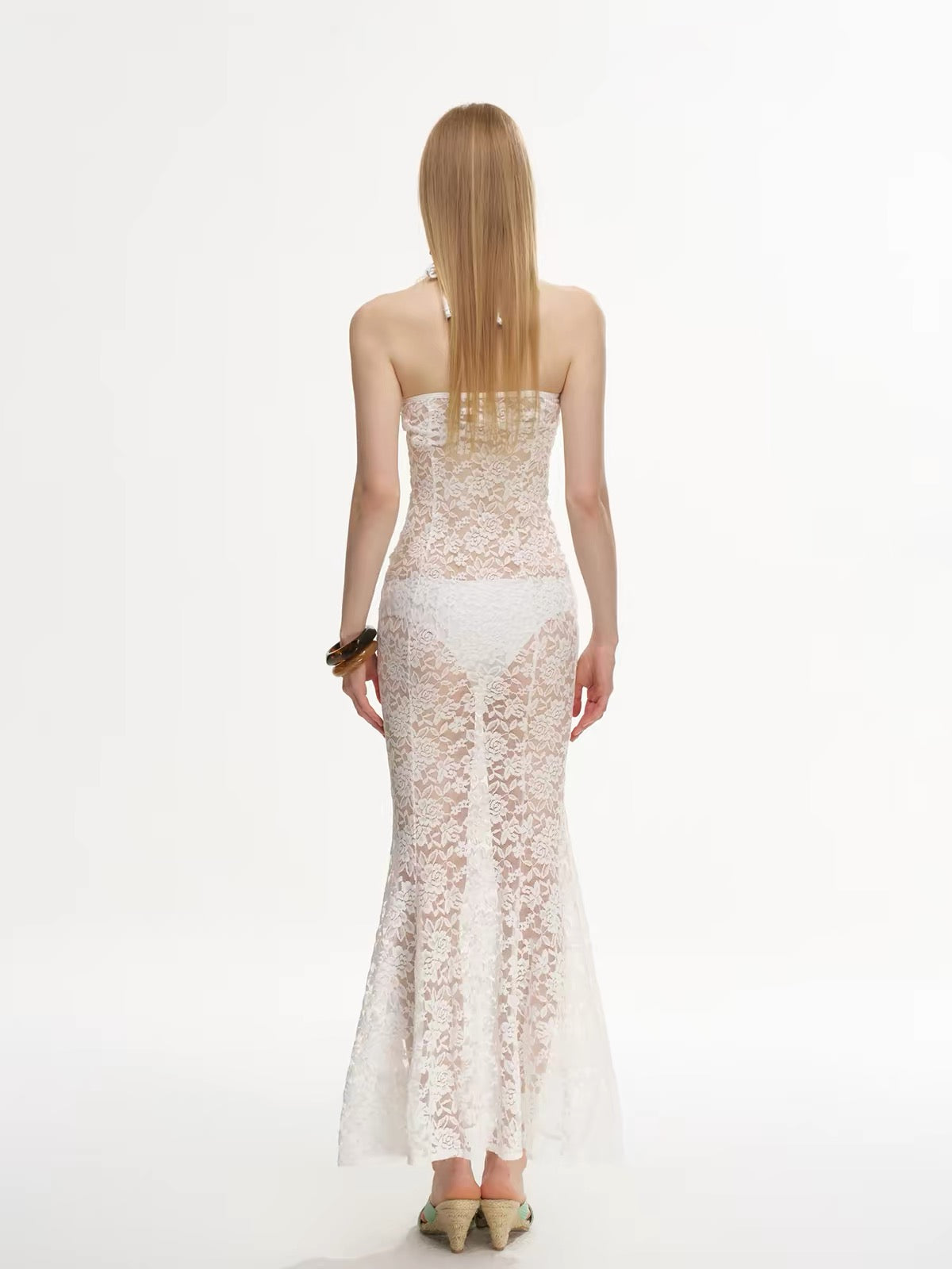 White Bikini BK16 Laces Dress Three Piece Set