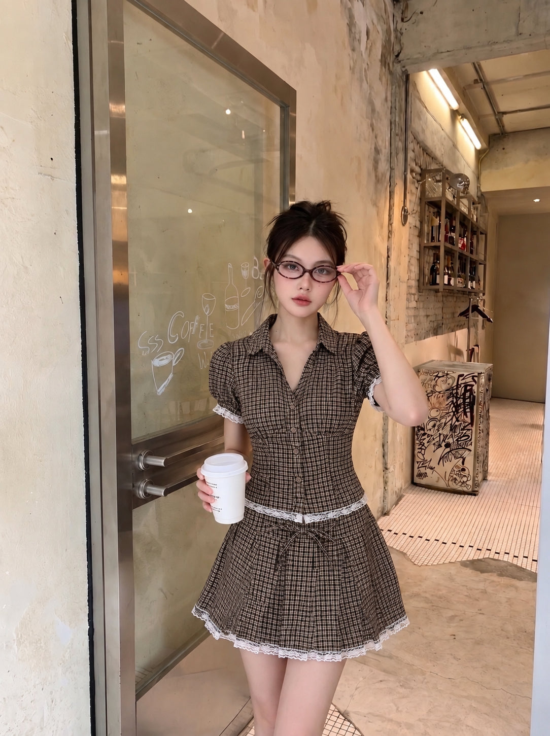 Ginham Top + Skort Two Piece Set