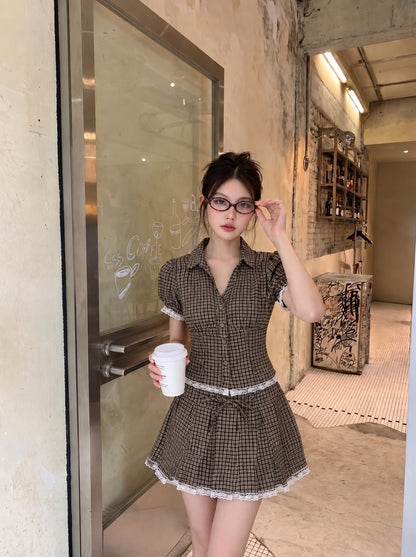 Ginham Top + Skort Two Piece Set