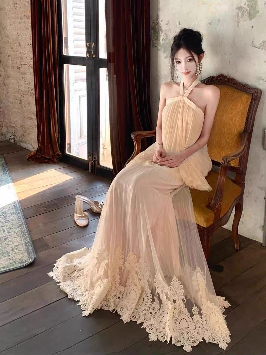 Beige Chiffon Two Piece Set