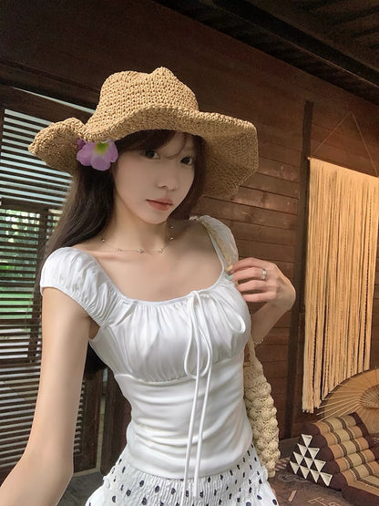 Penny White Mix Satin Top