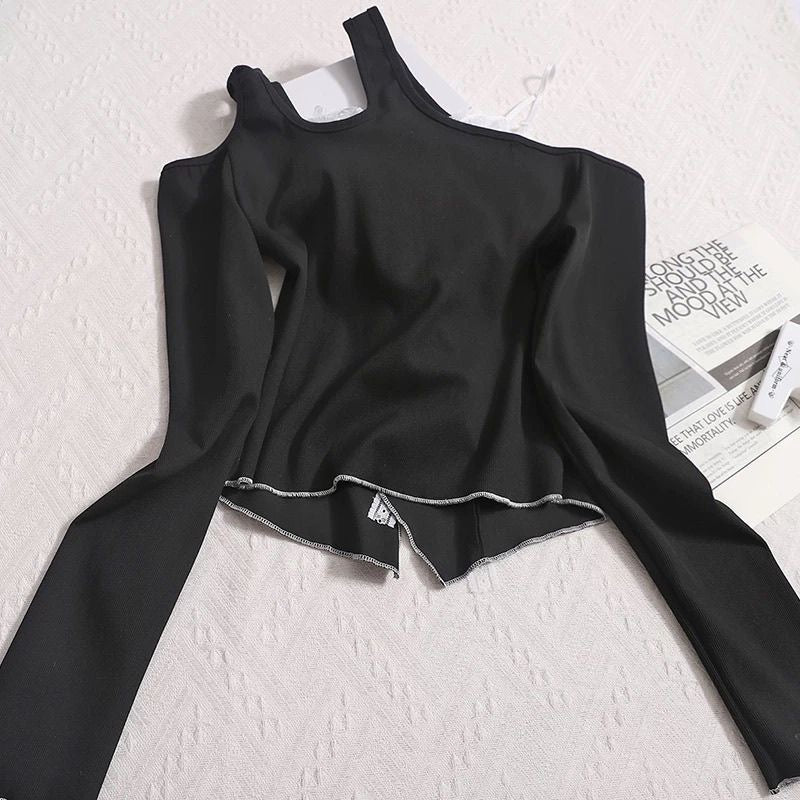Black Mix Laces Long Sleeve Top