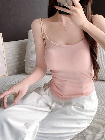 Basic Strap Top (Pink, Wine Red)