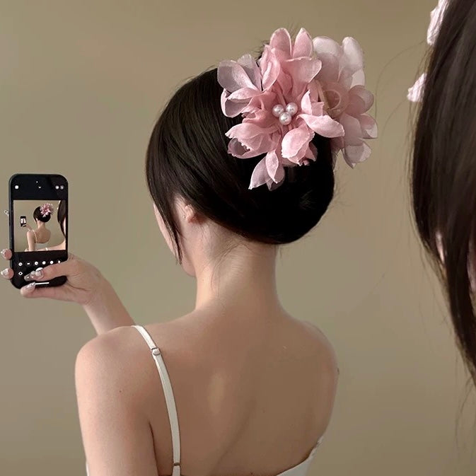 Summer Chiffon Floral Big Hair Clip
