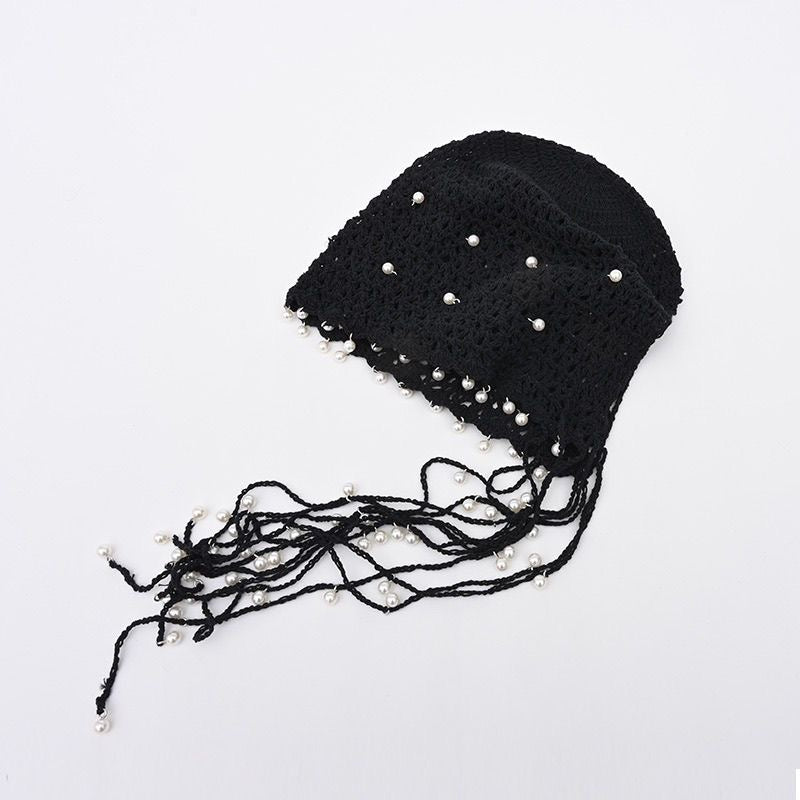 H11 Pearls Straps Knitted Embroidery Hat