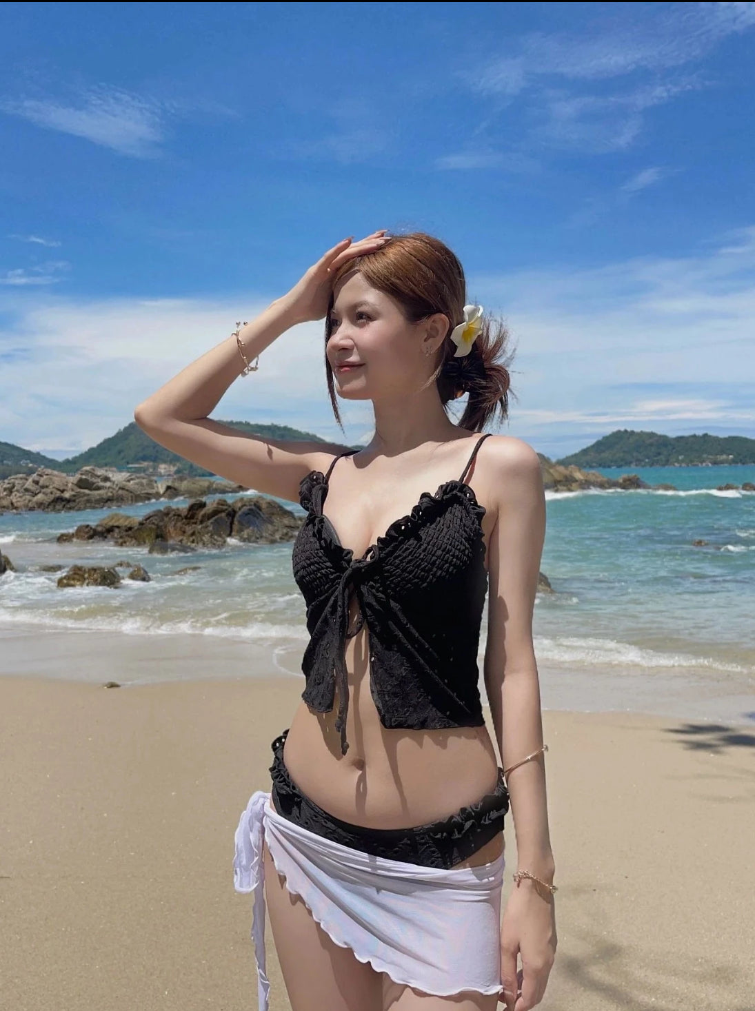 Bikini BK22 Two Piece Set (White , Black)