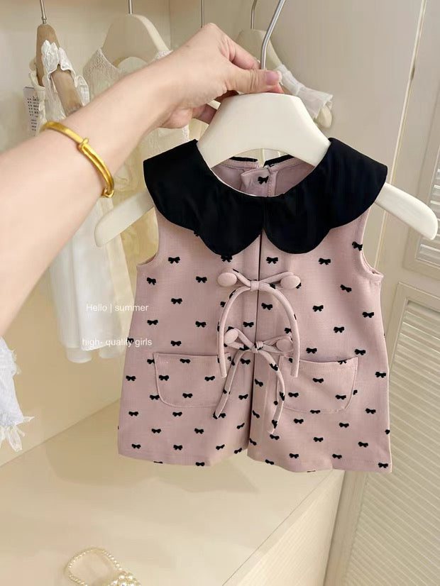 Little Girl Kids Ribbon Pink Dress (90,100)