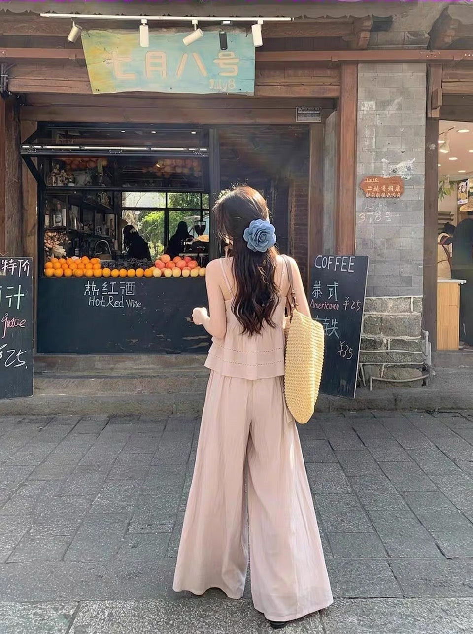 Pink Top + Long Pants Two Piece Set