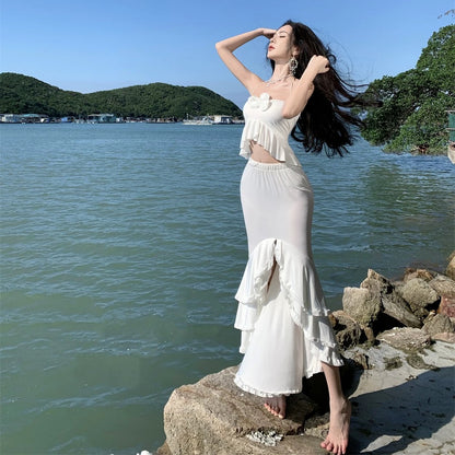 White Tube Top + Skirt Two Pieces Set