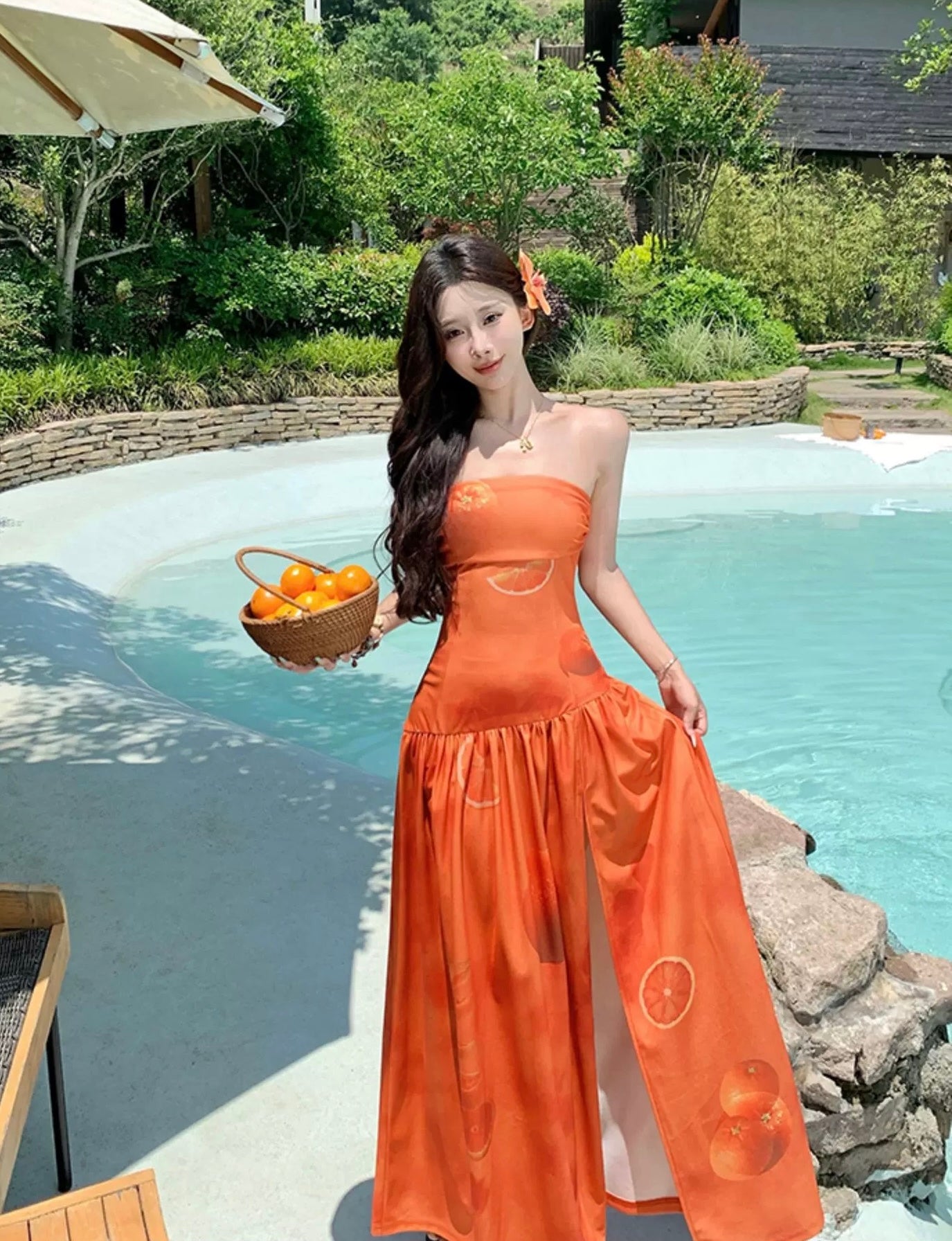 Orange Tube Long Dress
