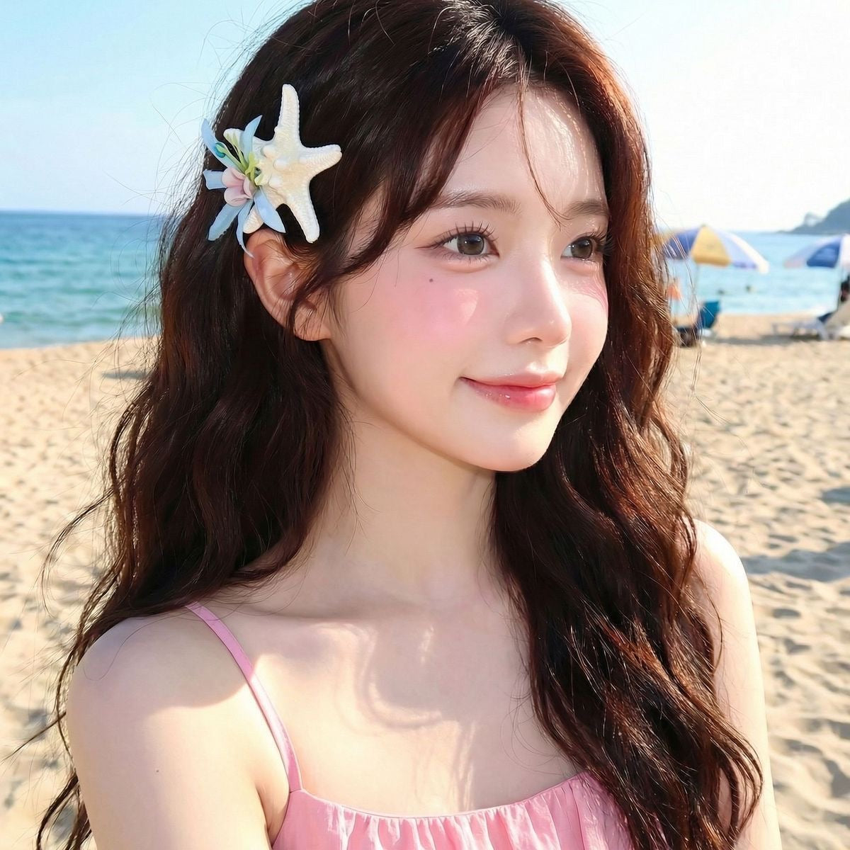 Summer FP02 White Starfish Flo Hair Pin Set